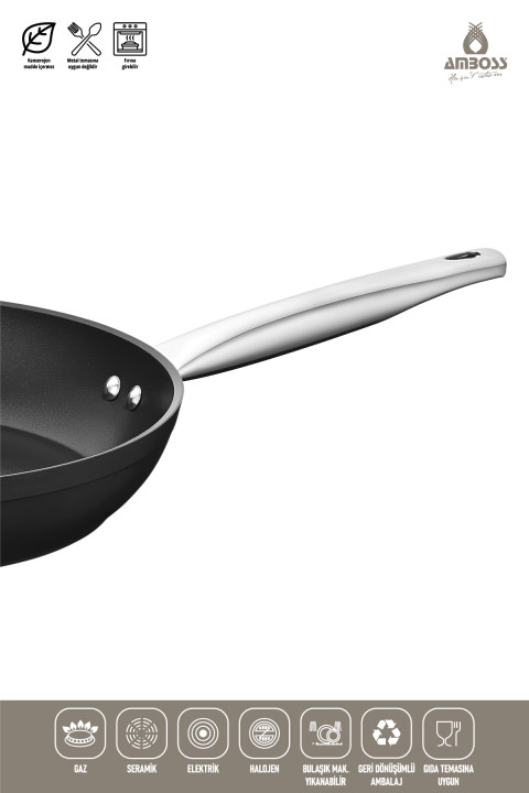 Amboss Dark Granit Tava Yanmaz Yapışmaz Titanyum Kaplama 24 Cm