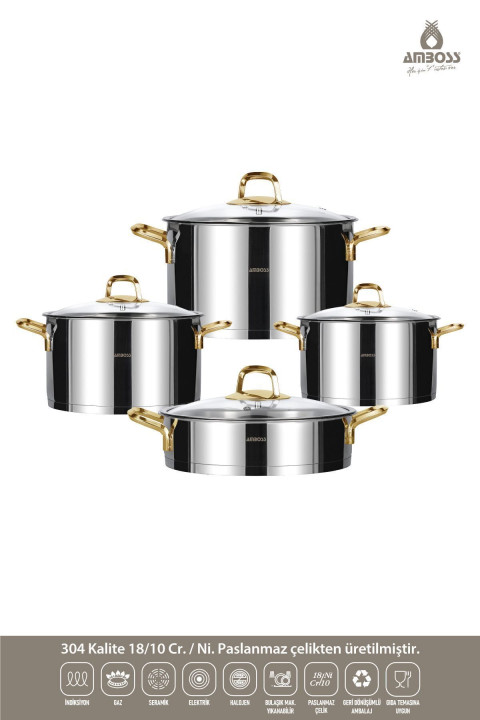 Amboss Diamond 8 Parça Tencere Set - Gold