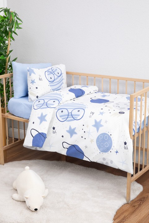 Astromini %100 Pamuk Bebek Nevresim Takımı - Mavi