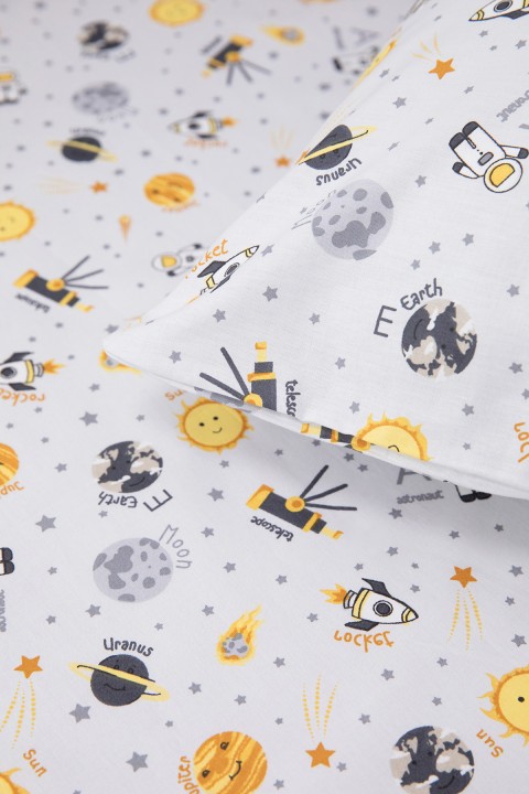 Baby %100 Pamuk Astronot Bebek Nevresim Takımı - Gri