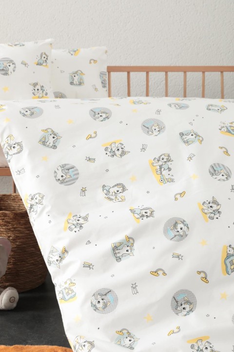 Baby %100 Pamuk Unicorn Bebek Nevresim Takımı - Sarı