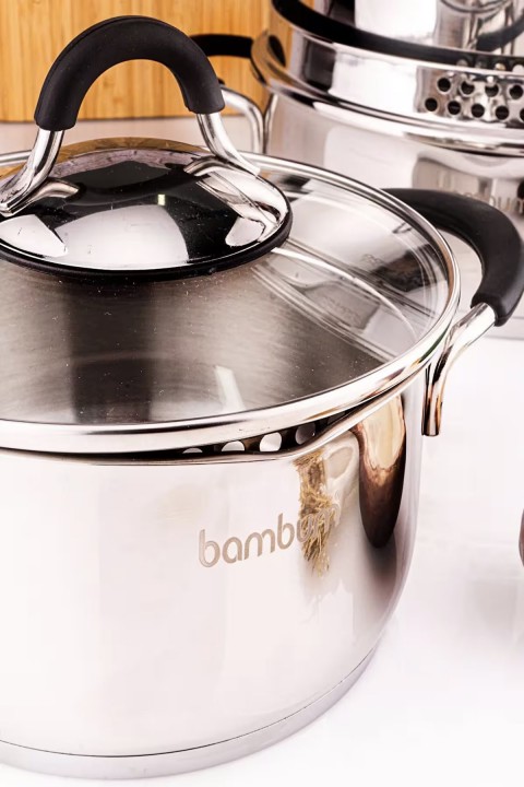 Bambum Stellar 8 Parça Çelik Tencere Seti - Silver
