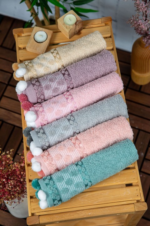 Bella Ponponlu 6'lı El Havlusu 30x50