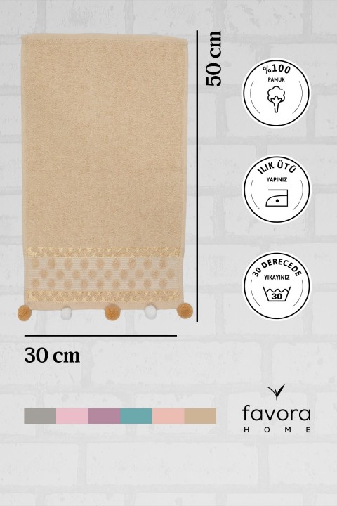 Bella Ponponlu El Havlusu 30x50 - Bej
