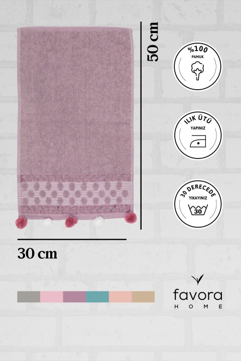 Bella Ponponlu El Havlusu 30x50 - Lila