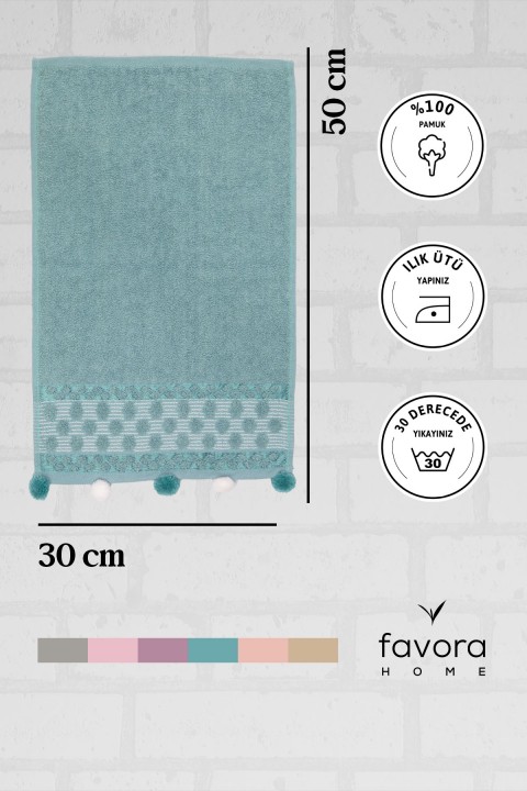 Bella Ponponlu El Havlusu 30x50 - Yeşil