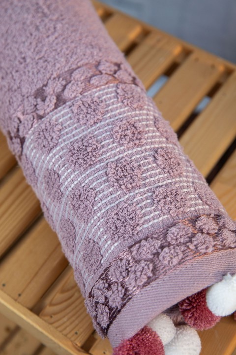 Bella Ponponlu Yüz Havlusu 50x90 - Lila