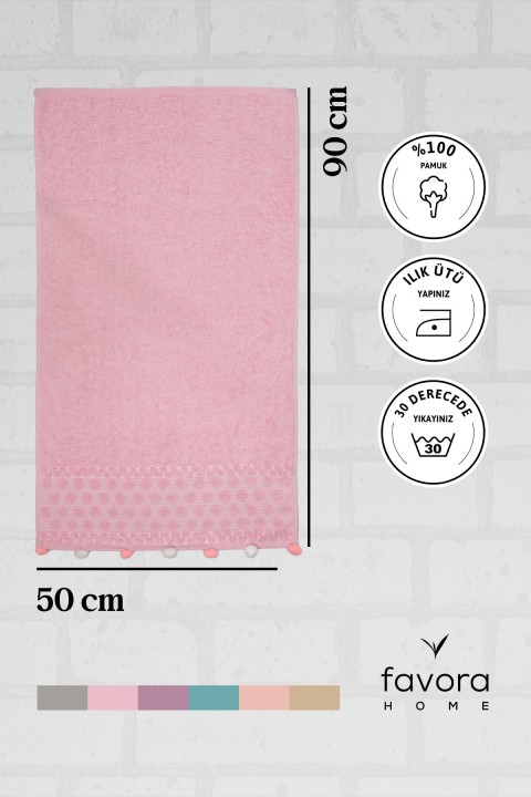 Bella Ponponlu Yüz Havlusu 50x90 - Pembe