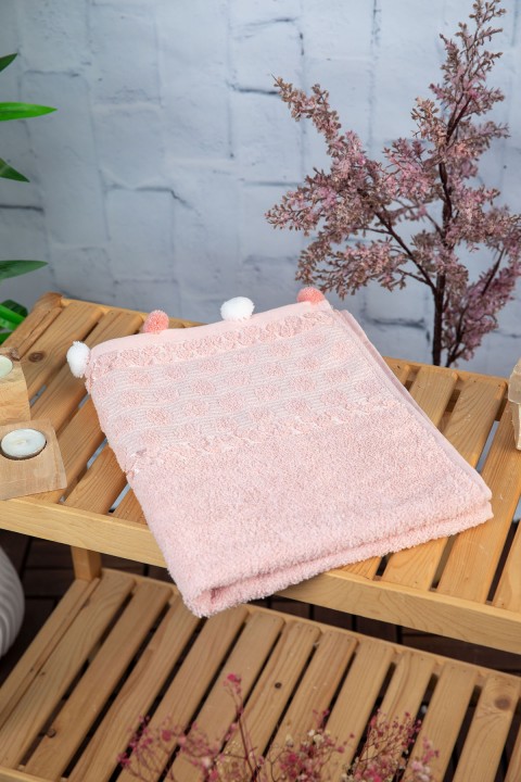 Bella Ponponlu Yüz Havlusu 50x90 - Pudra