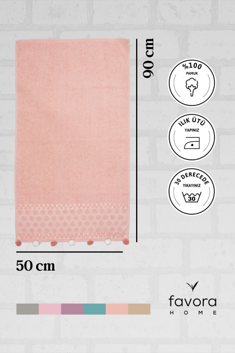 Bella Ponponlu Yüz Havlusu 50x90 - Pudra