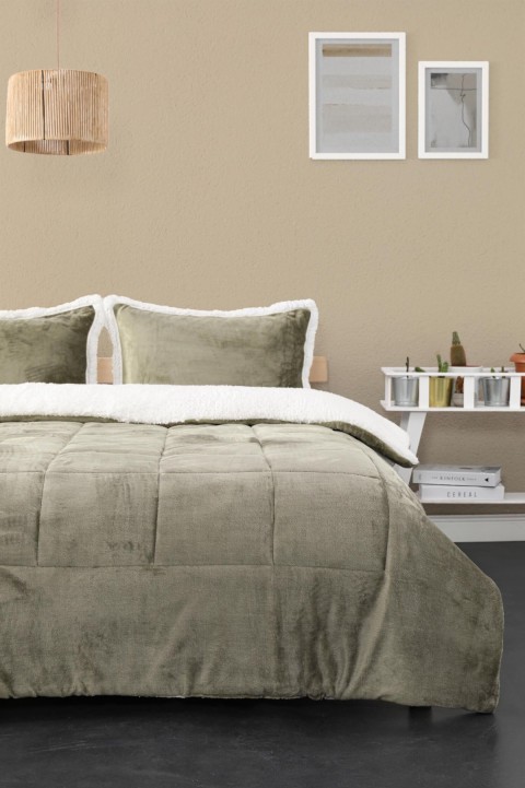 Comforter Çift Kişilik Battaniye Seti - Çağla Yeşili