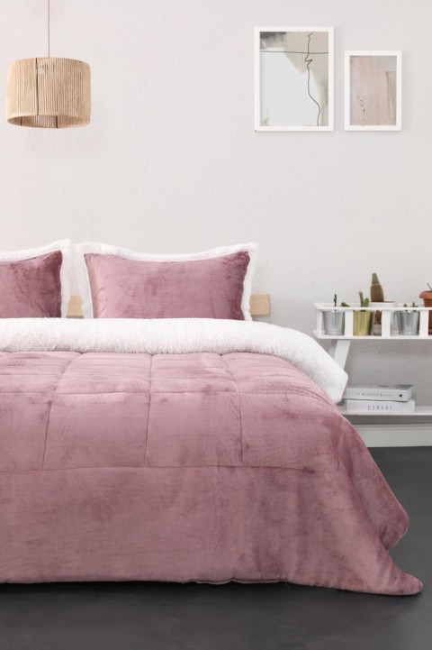 Comforter Çift Kişilik Battaniye Seti - Gül Kurusu