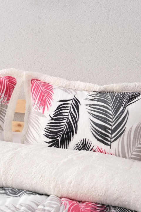 Comforter Yaprak Desen Çift Kişilik Battaniye Seti - Pembe