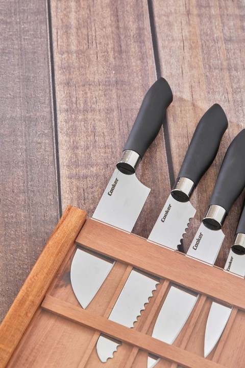 Cooker CKR3584 Ahşap Şeffaf Bölmeli 6 Parça Bıçak Seti