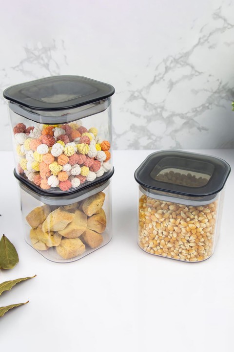 DecoBella 3'lü 0.5 L Kare Erzak Kabı Seti 50874 - Şeffaf