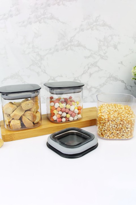 DecoBella 3'lü 0.5 L Kare Erzak Kabı Seti 50874 - Şeffaf