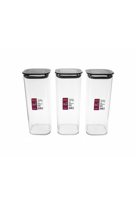 DecoBella 3'lü 1.7 L Kare Erzak Kabı Seti 50876 - Şeffaf