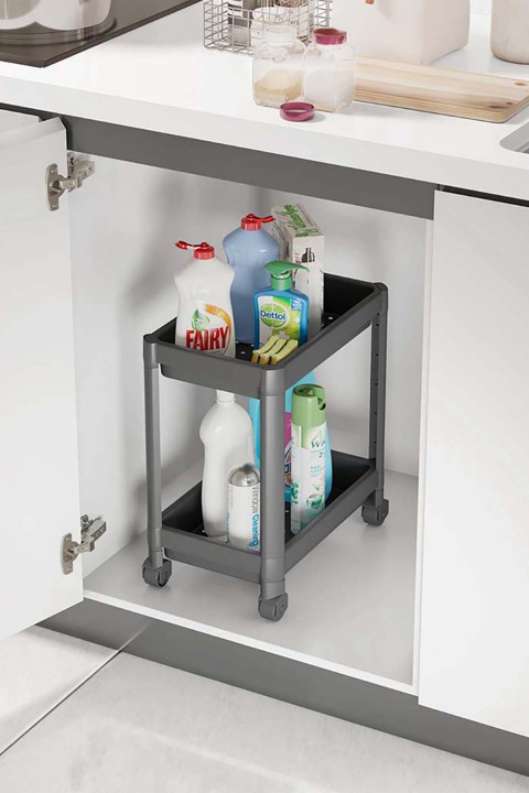 DecoBella Antrasit 2 Katlı Tekerlekli Raf 81518 - Antrasit