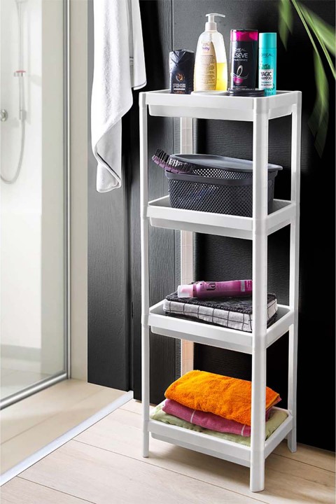 DecoBella Beyaz 4 Katlı Banyo Rafı 81505 - Beyaz