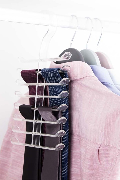 DecoBella Şeffaf Kravat Askısı 50813 - Beyaz