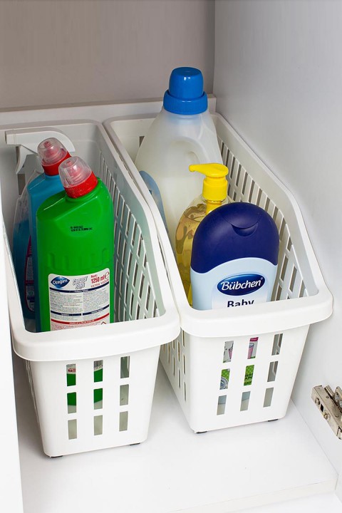 DecoBella Tekerlekli Düzenleyici Sepet 13 L 50831 - Beyaz DecoBella Tekerlekli Düzenleyici Sepet 13 L 50831 - Beyaz