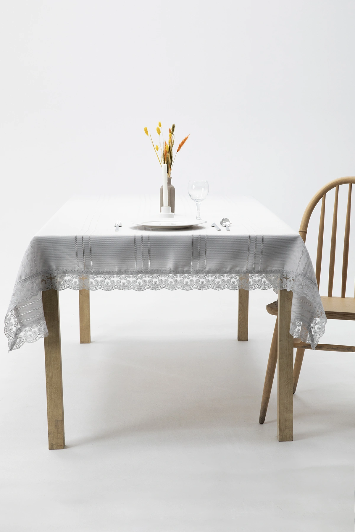 Defne Leke Tutmaz Masa Örtüsü 160x220 - Gri Defne Leke Tutmaz Masa Örtüsü 160x220 - Gri