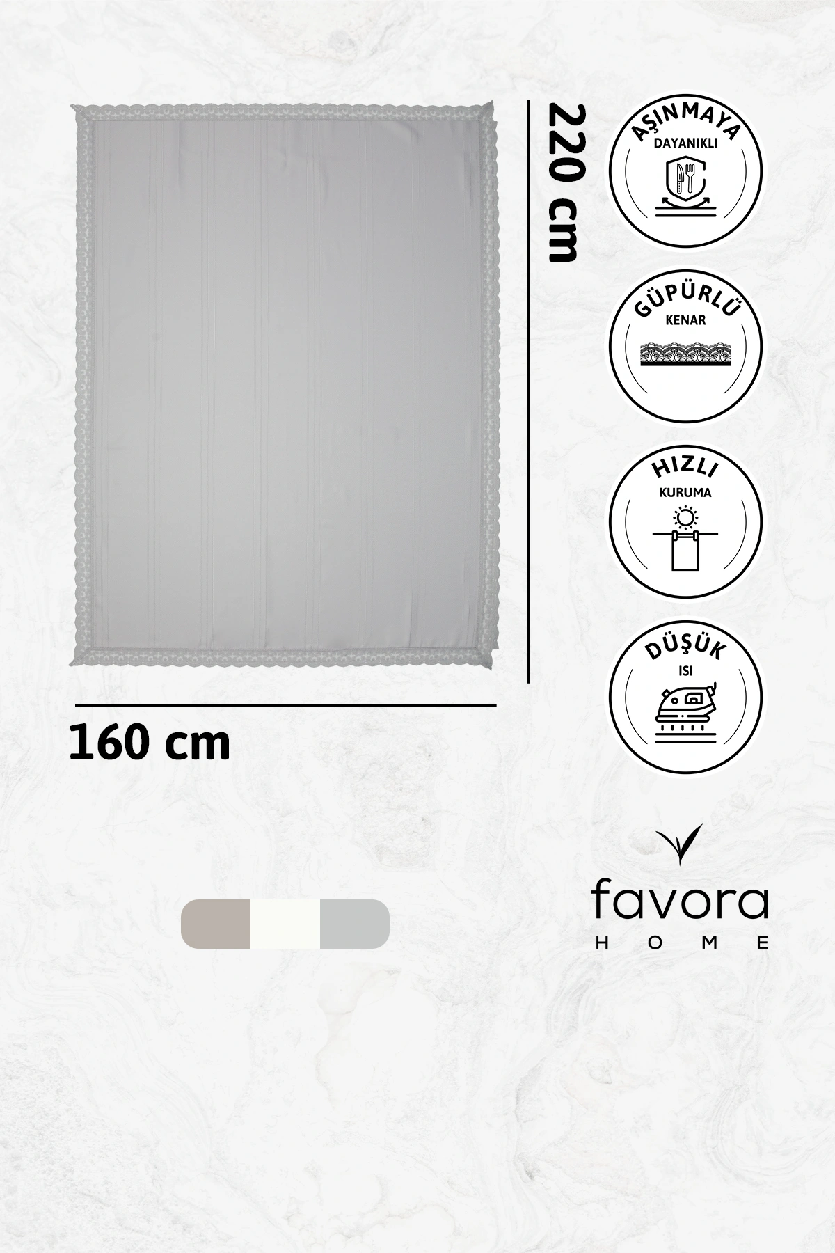 Defne Leke Tutmaz Masa Örtüsü 160x220 - Gri Defne Leke Tutmaz Masa Örtüsü 160x220 - Gri