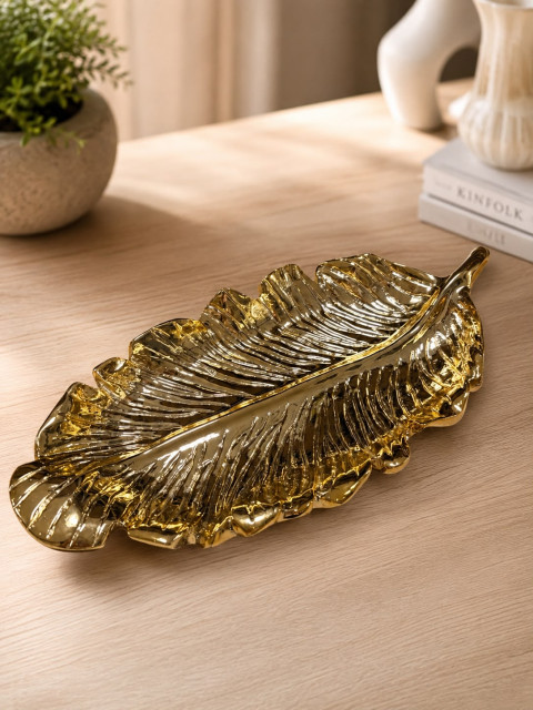 Favora Home Yaprak Desen Dekoratif Obje Gold