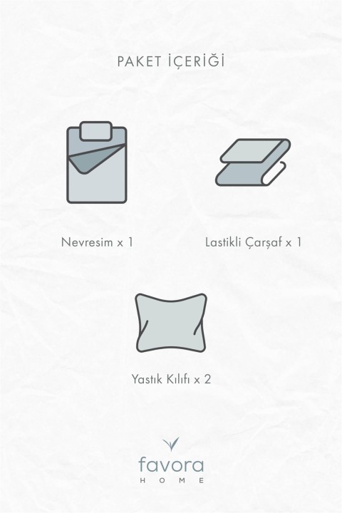 Basic Lastikli Çarşaflı Pamuklu Tek Kişilik Nevresim Takımı - Gri - Vizon