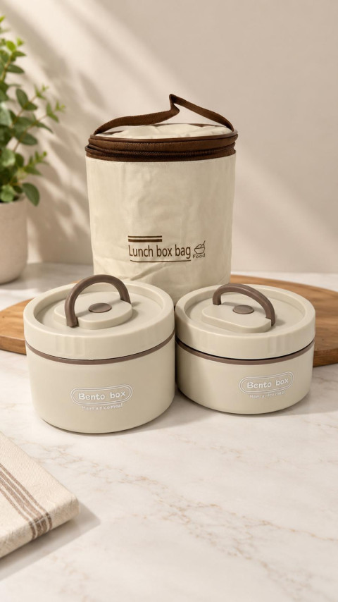 Favora 2'li Çelik Termoslu Lunch Box Yemek Kabı Seti