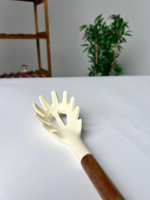 Favora 6lı Akasya Saplı Silikon Servis Seti - Krem