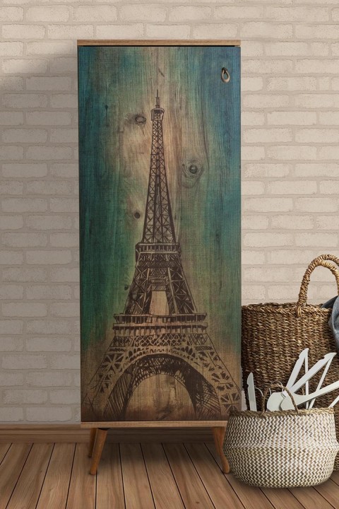 Favora Arton Eyfel Baskılı Çok Amaçlı Dolap - Atlantik Çam