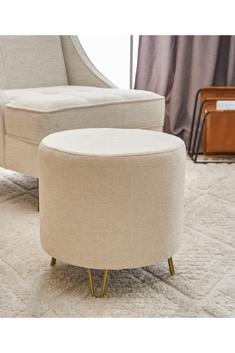 Favora Asmara Metal Ayaklı Puf - Krem