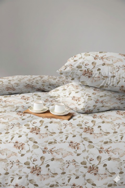 Favora Bella Çift kişilik %100 Pamuk Nevresim Takımı - Kahverengi