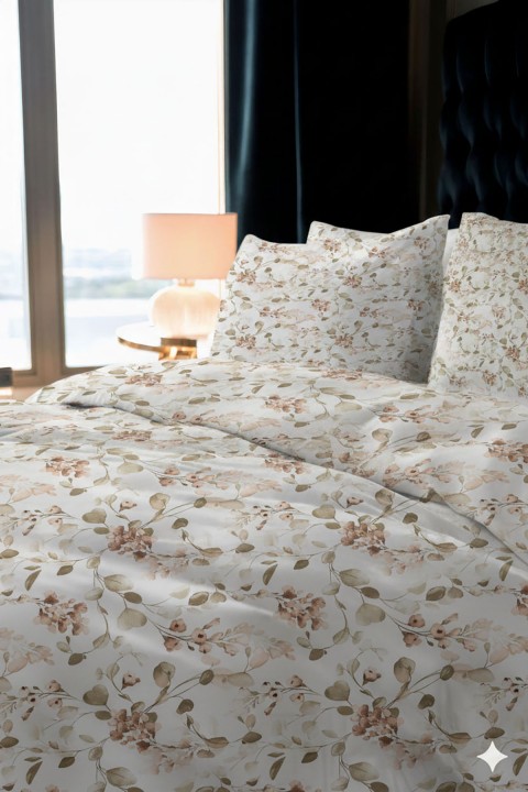 Favora Bella Çift kişilik %100 Pamuk Nevresim Takımı - Kahverengi