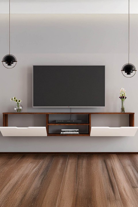 Favora Belmand 2 Kapaklı Duvara Askı Tv Ünitesi - Barok - Beyaz