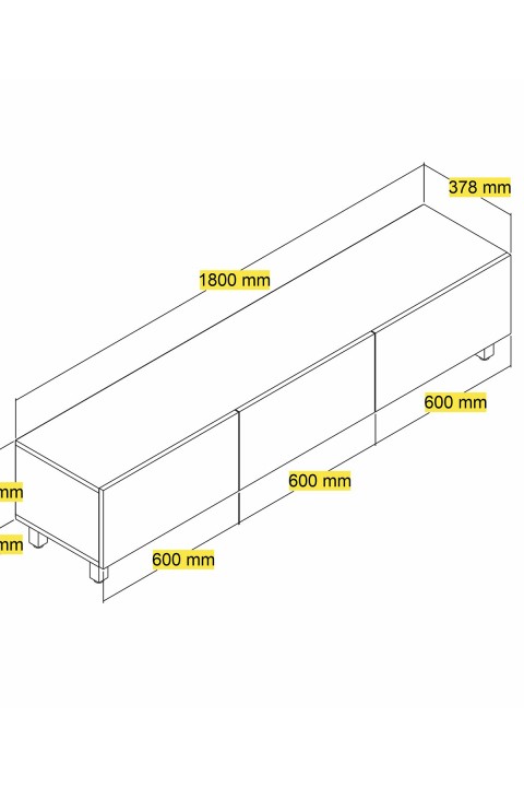 Favora Black 3 Kapaklı TV Ünitesi - Siyah 180 cm