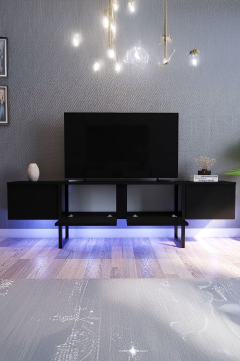 Favora Black Edition Metal Ayaklı Ledli TV Sehpası - 180 cm