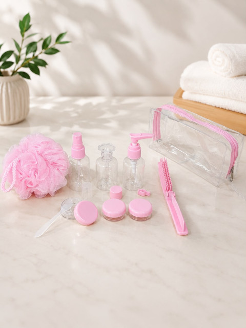 Favora Çantalı Seyahat Tipi Kozmetik Dolum Seti - Pembe