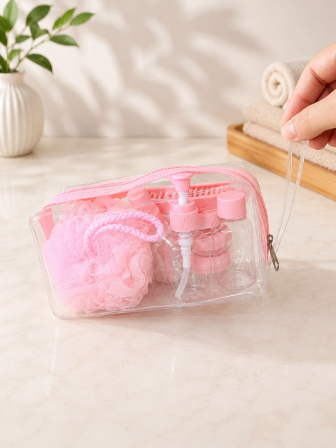 Favora Çantalı Seyahat Tipi Kozmetik Dolum Seti - Pembe