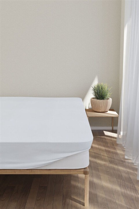 Çift Kişilik Sıvı Geçirmez Fitted Alez 160x200 - Beyaz