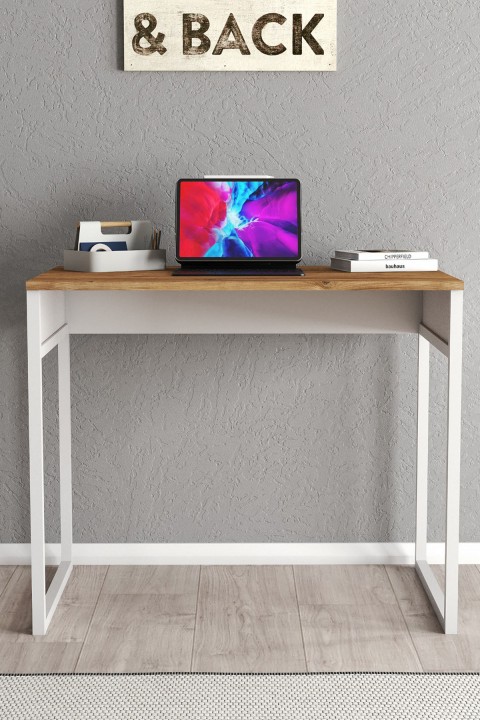 Favora Dunga Metal Ayaklı Çalışma Masası - Atlantik Çam - Beyaz