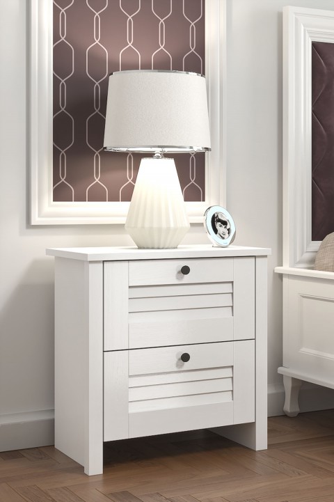 Favora Esin 2 Çekmeceli Komodin - Beyaz