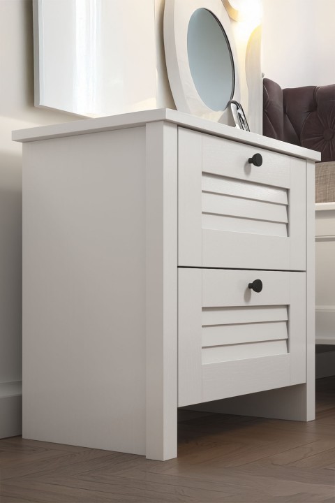 Favora Esin 2 Çekmeceli Komodin - Beyaz