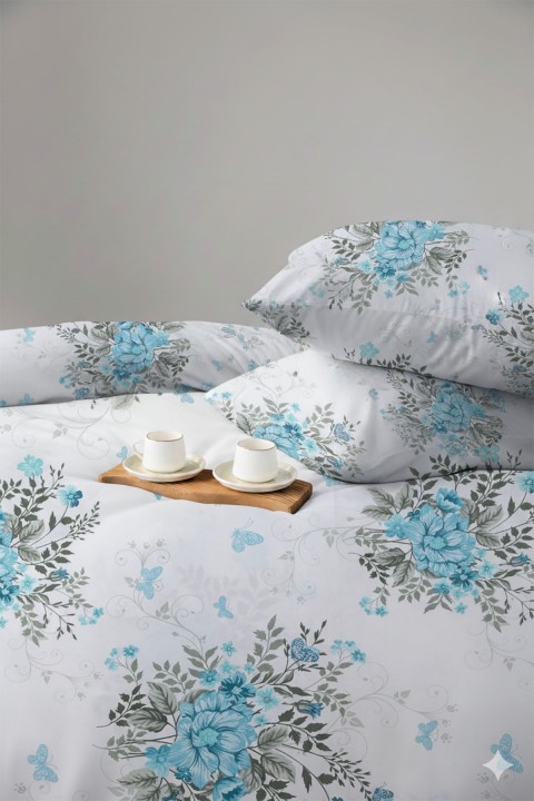 Favora Estilo Çift kişilik %100 Pamuk Nevresim Takımı - Turkuaz