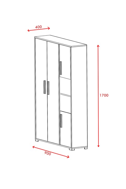 Favora Etna Raflı Kapaklı Gardırop - Barok Ceviz - Beyaz