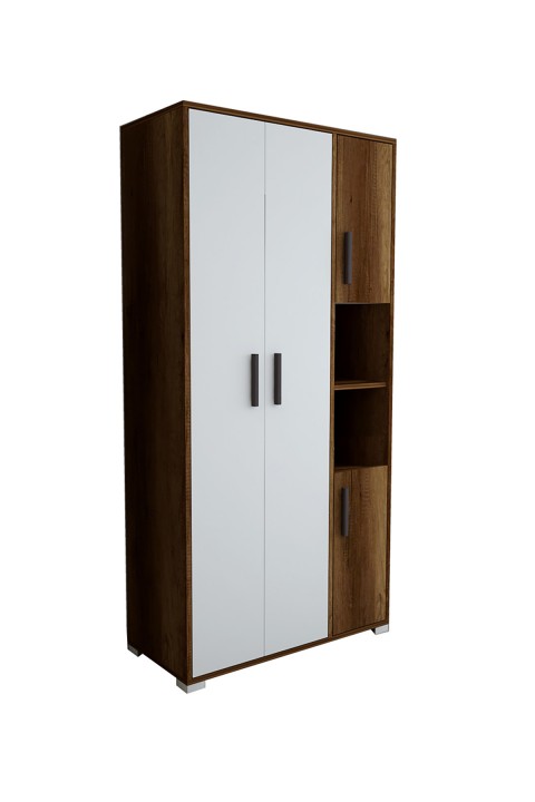 Favora Etna Raflı Kapaklı Gardırop - Barok Ceviz - Beyaz