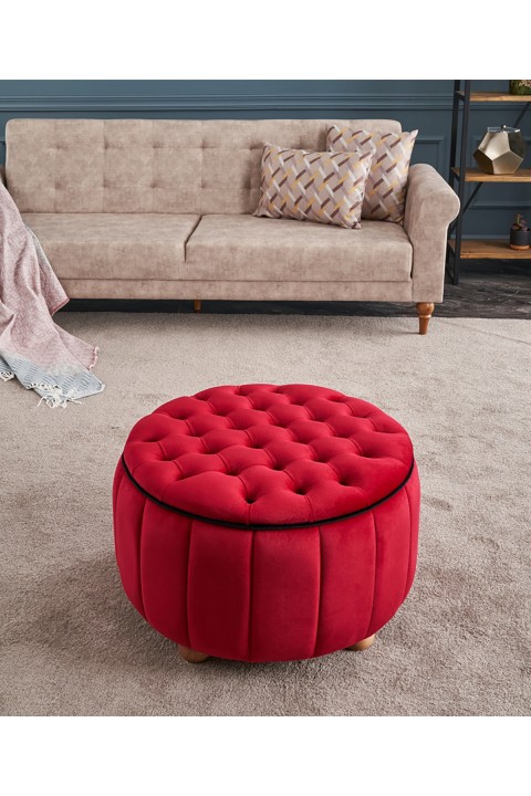Favora Jasmin Puf - Kırmızı