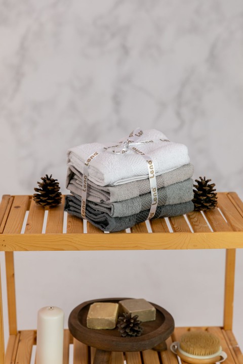 Favora Lena Darla 4lü Havlu Set 50x85 Cm - Antrasit