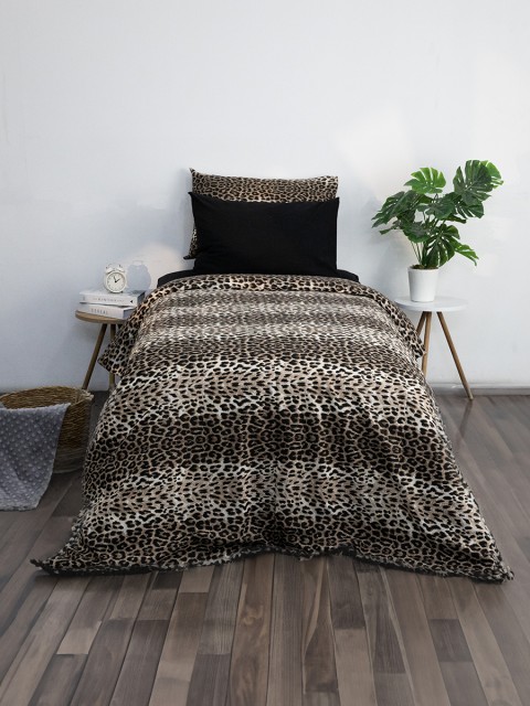 Favora Leopar Desenli Lastikli Çarşaflı Tek Kişilik Nevresim Takımı